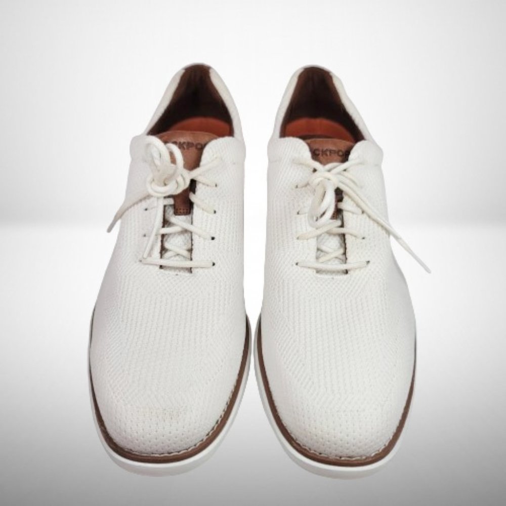 ROCKPORT GARETT MESH LACEUP WHITE W/TAN SNEAKERS / SHOES / OXFORD - Picture 2 of 13
